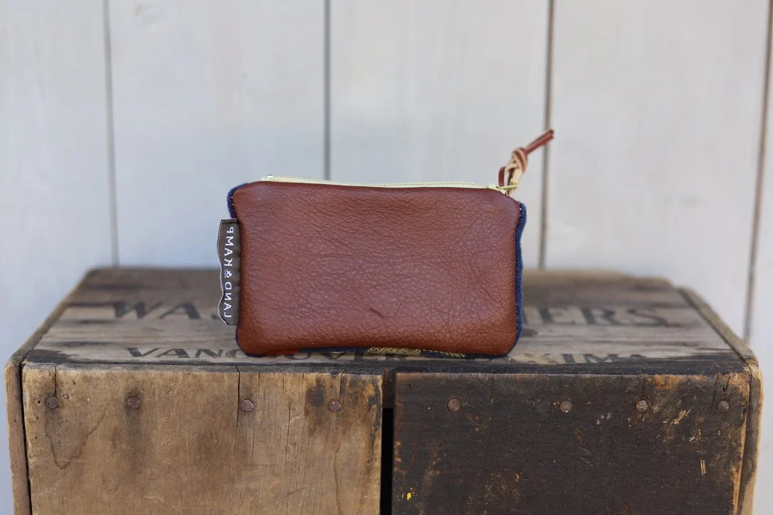 Card Pouch in Vintage Blue Wool