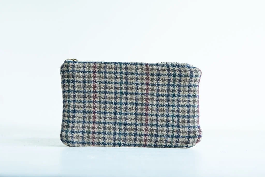 Carry All Zipper Pouch in Classic Houndstooth Wool