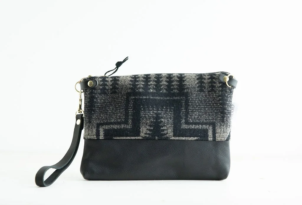 3 in1 Wristlet in Harding Black and Tan Wool
