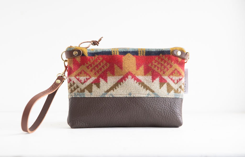 Handmade Pendleton Wool & Leather Wristlet by Land & Kamp