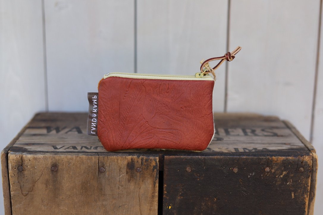 Card Pouch in Cream and Rust Wool