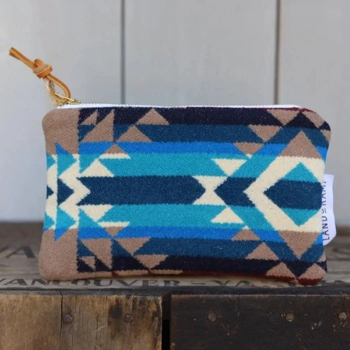 Handmade Pendleton wool card pouch and slim pencil style organizer by Land and Kamp