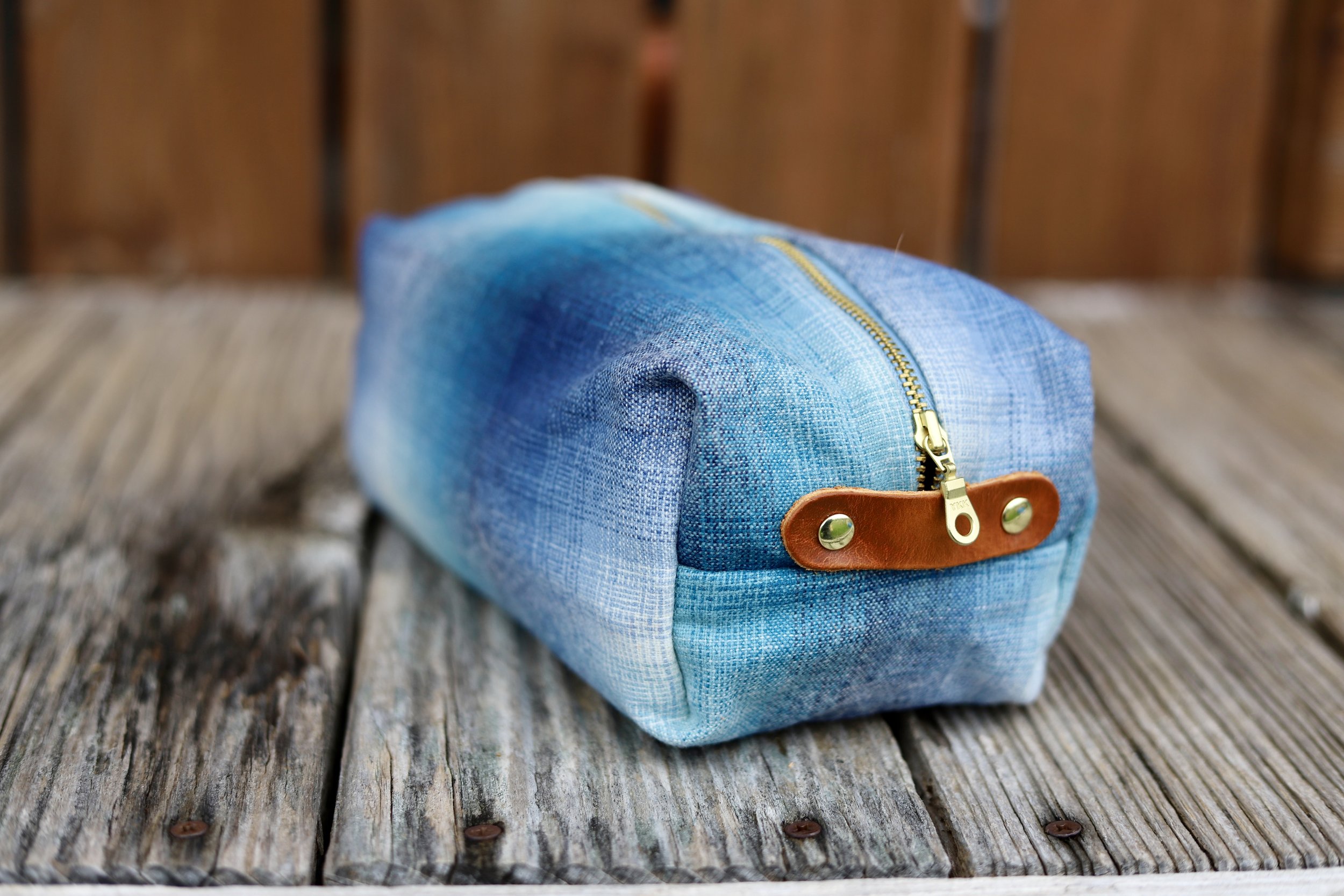 Travel Cosmetic Kit in Light Blue Plaid Wool