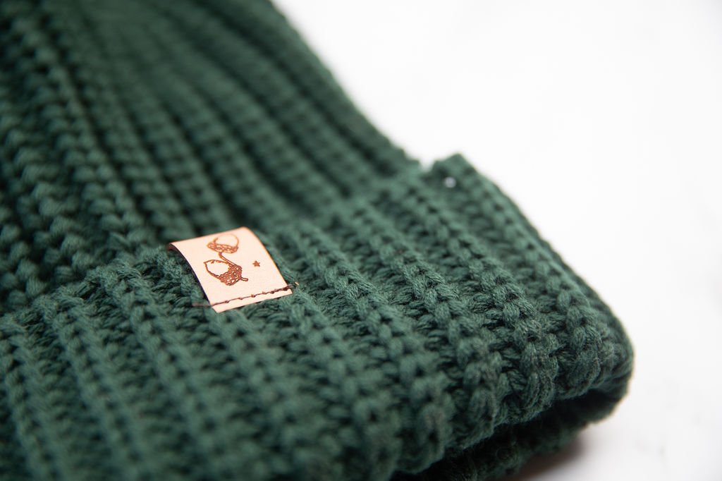 Formosa Green Cable Pom Pom Beanie with Cuff