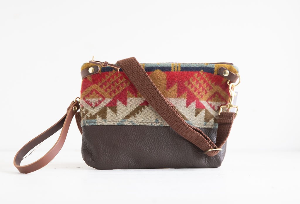 Portland Handmade Wristlet Purse: Pendleton & Leather by Land & Kamp