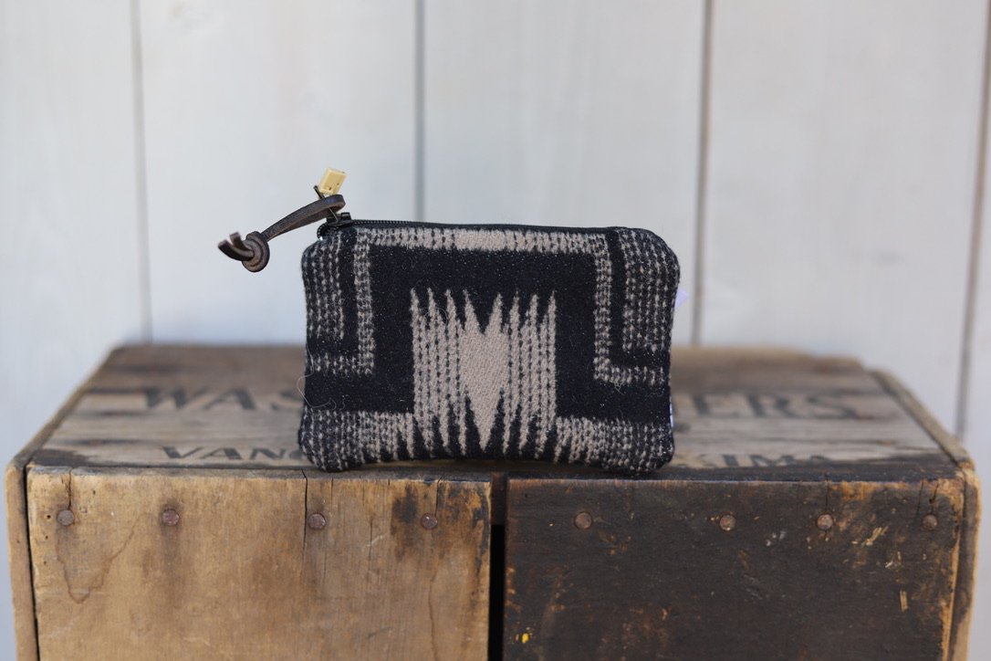 Card Pouch in Harding Black and Tan Wool