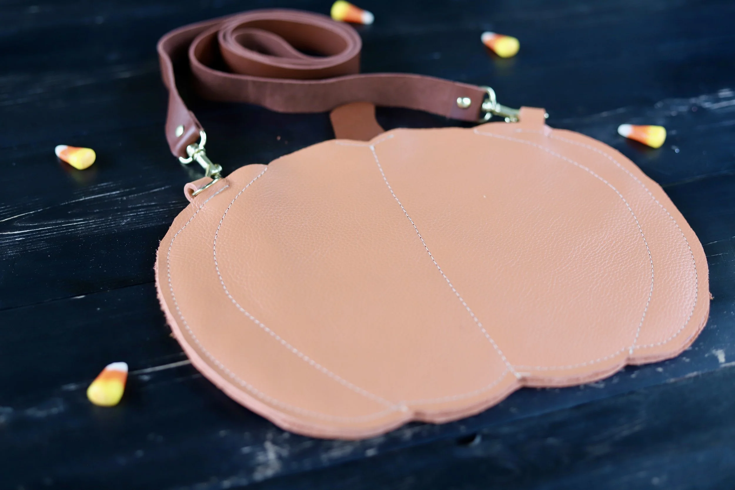 Leather Pumpkin Purse