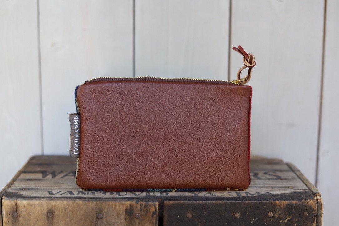 Carry All Zipper Pouch in Vintage Blue Wool