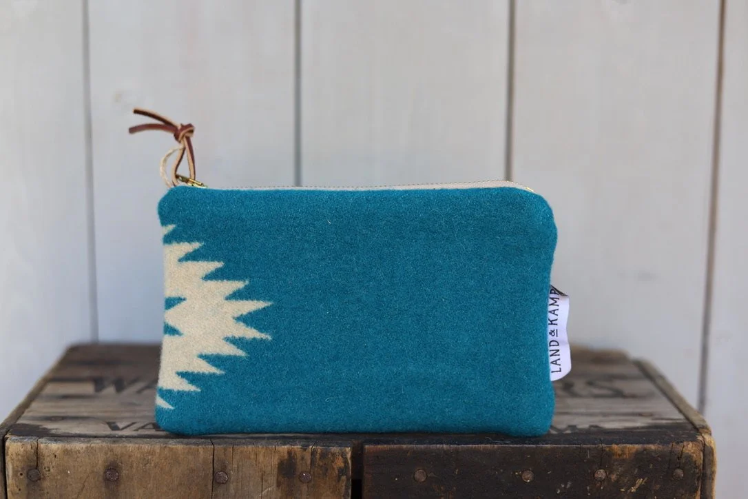 Carry All Zipper Pouch in Turquoise Wool