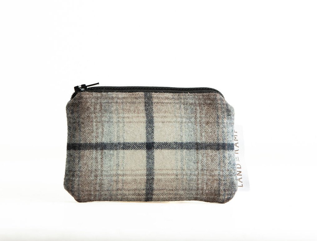 Card Pouch in Blue and Khaki Wool