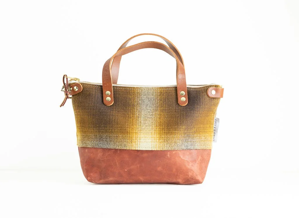 Wool Bitsy Crossbody Purse | Brown and Gold Ombre Plaid