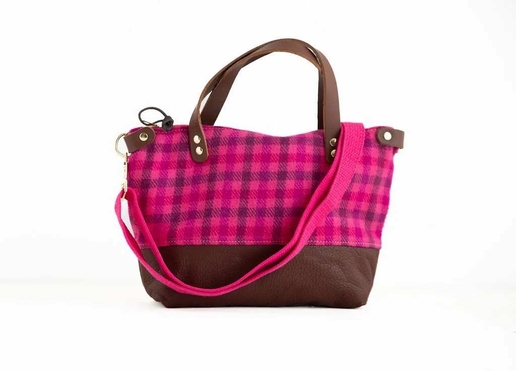 Bitsy Purse in Pink Plaid Wool