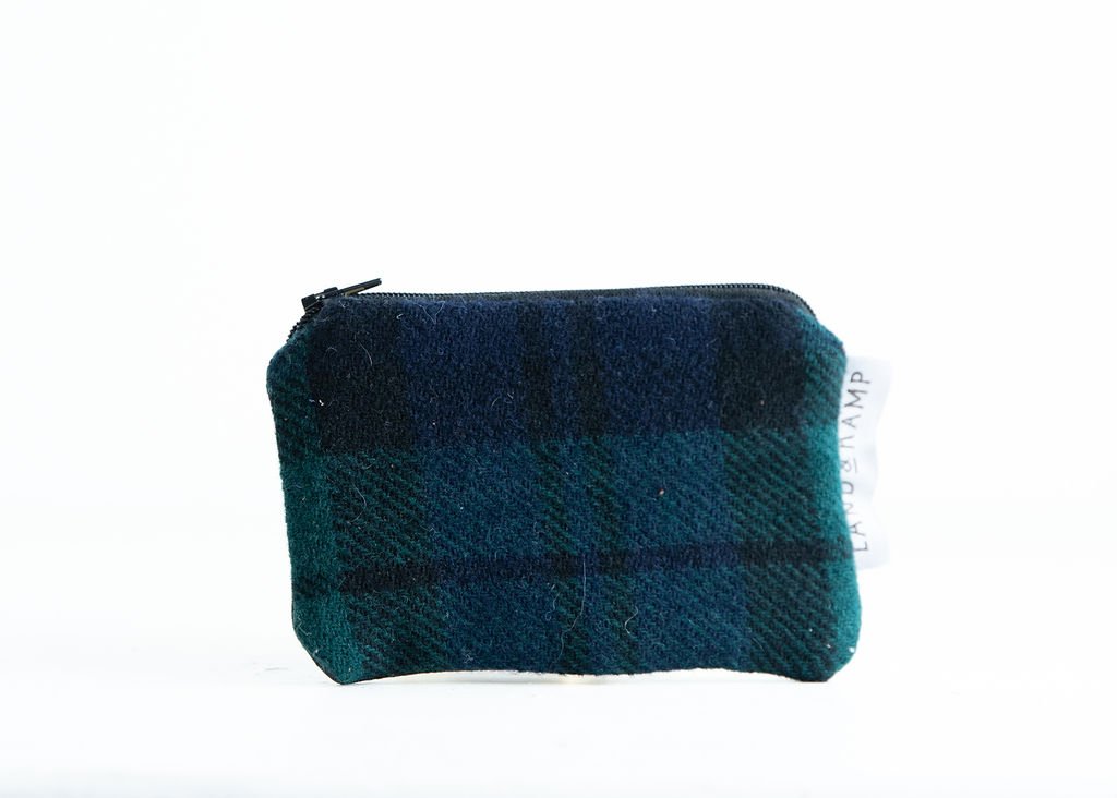 Card Pouch in Black Watch Tartan Wool