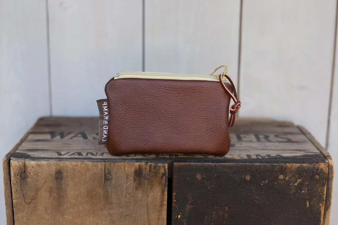 Card Pouch in Brown Cross Wool