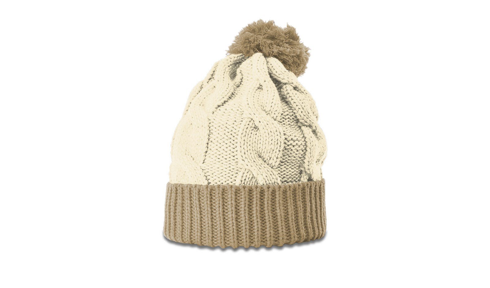 Cream and Mocha Twist Pom Pom Beanie with Cuff