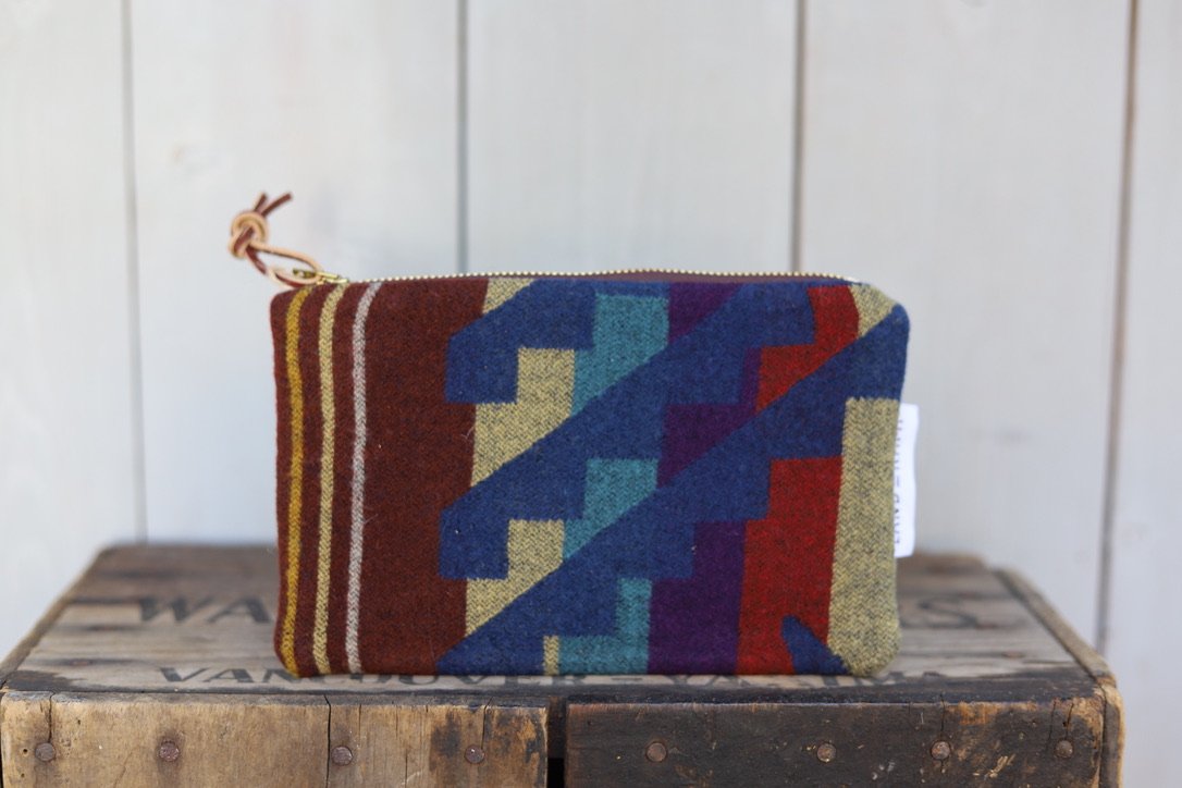 Carry All Zipper Pouch in Vintage Blue Wool