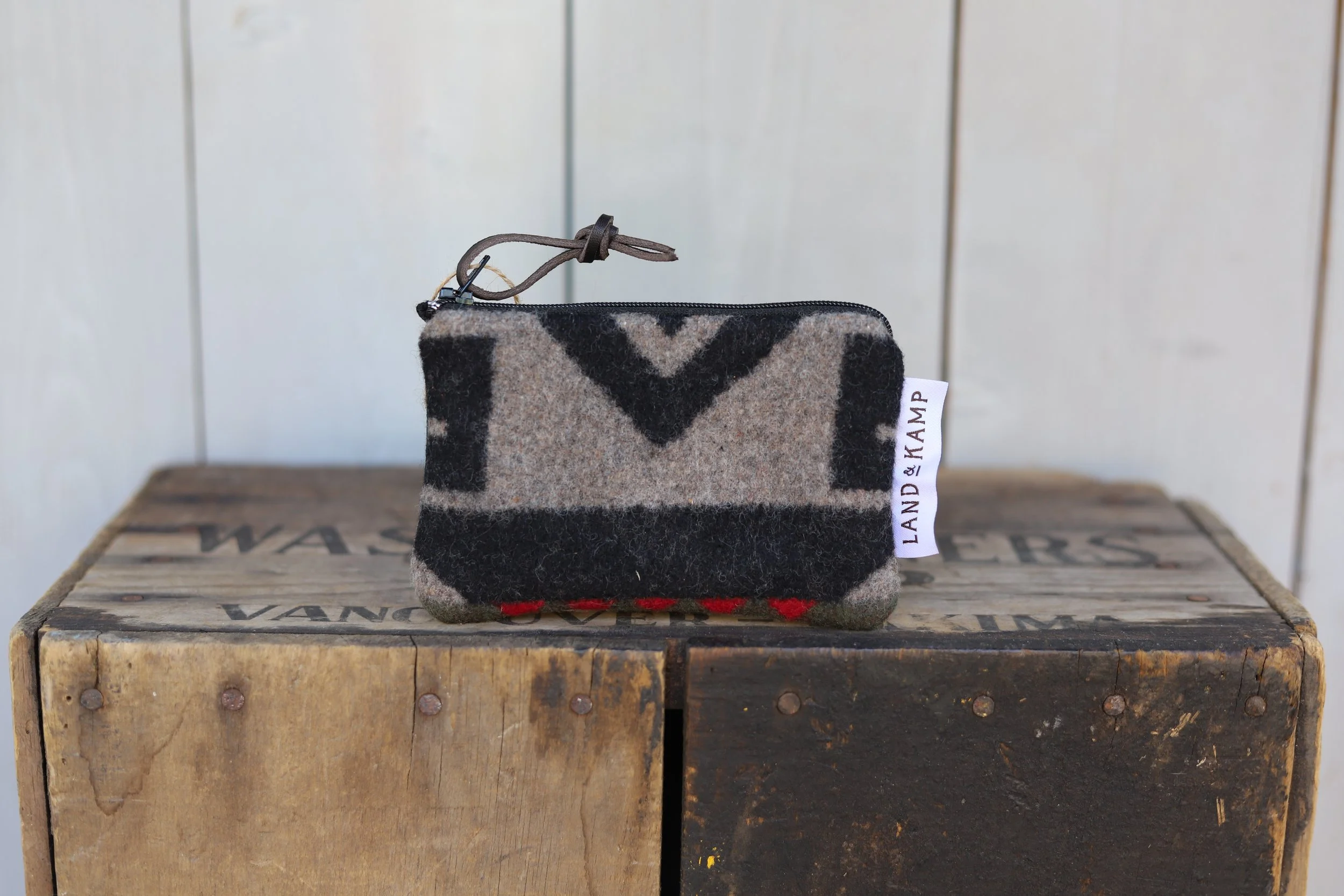 Card Pouch in Vintage Black Triangle Wool
