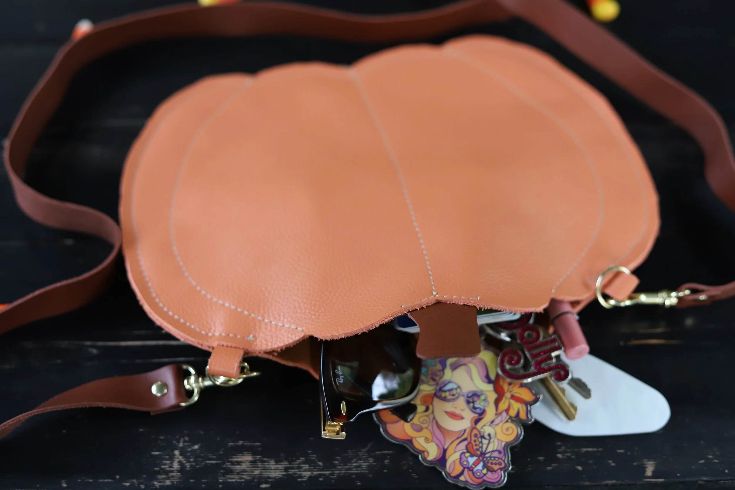 Leather Pumpkin Purse