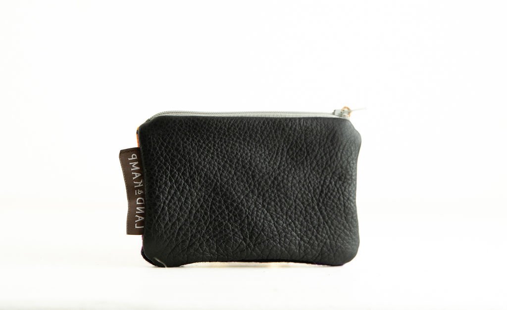 Backside of Coyote Butte Bright wool card pouch shown with detailed angles and premium interior lining