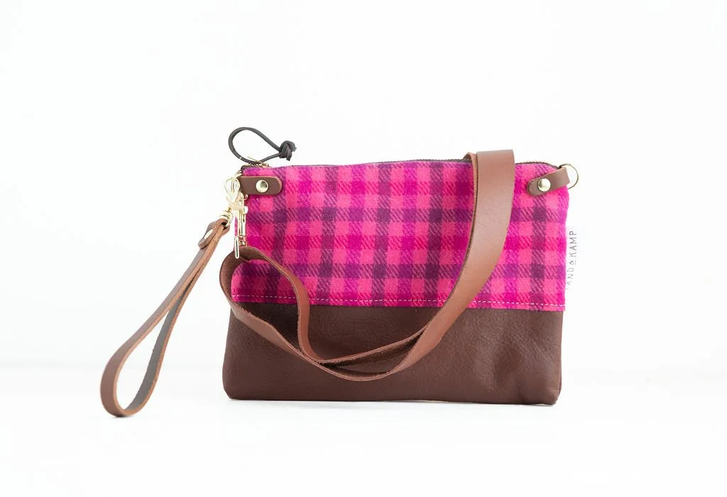 3 in1 Wristlet in Pink Plaid Wool