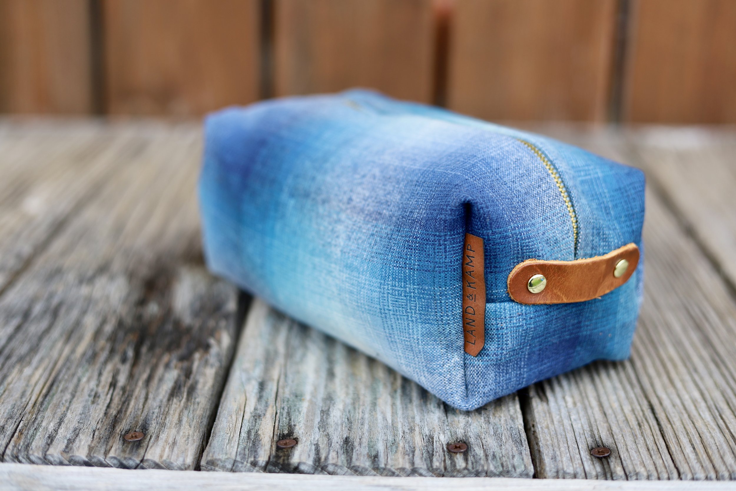 Travel Cosmetic Kit in Light Blue Plaid Wool