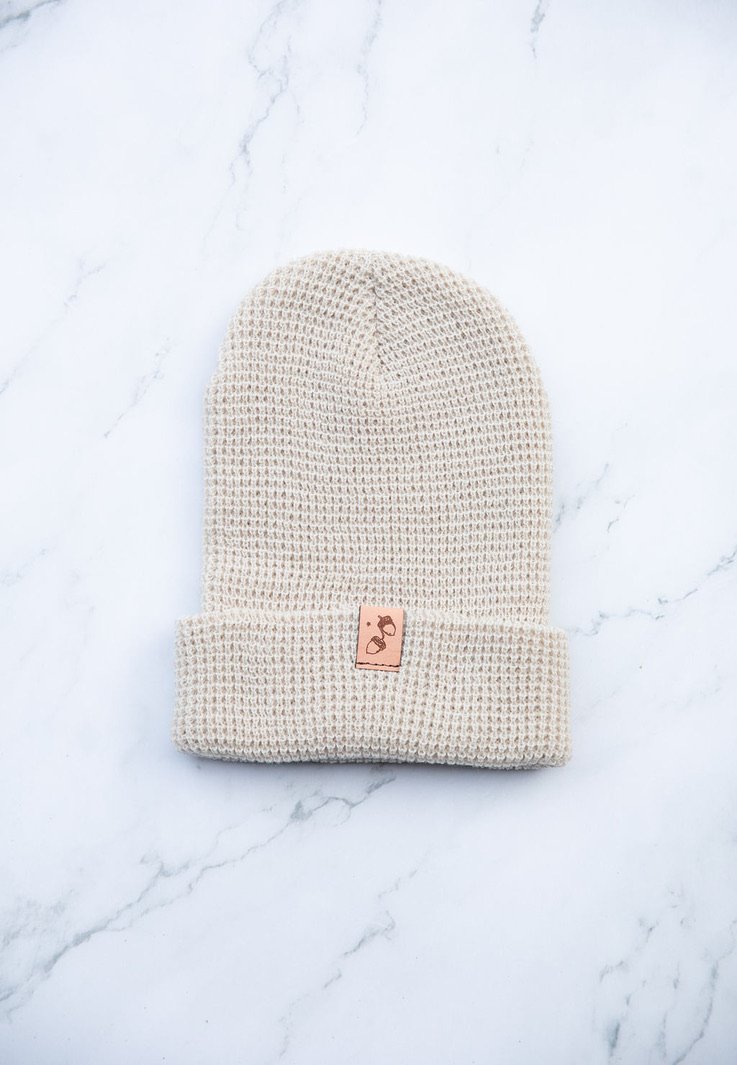 birch waffle knit beanie with cuff