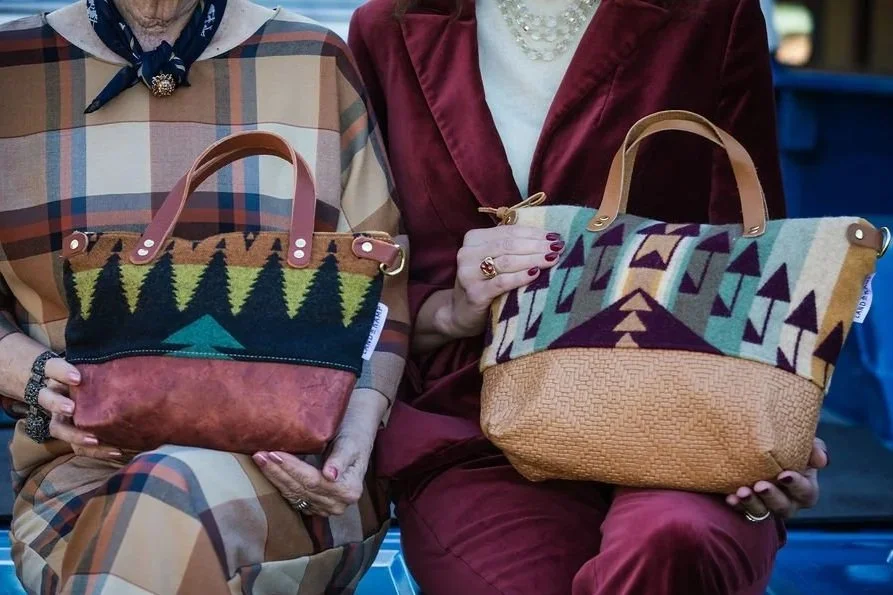 Land & Kamp best-selling crossbodys, bitsys, & wristlets purses made of Pendleton wool handmade in Portland, OR