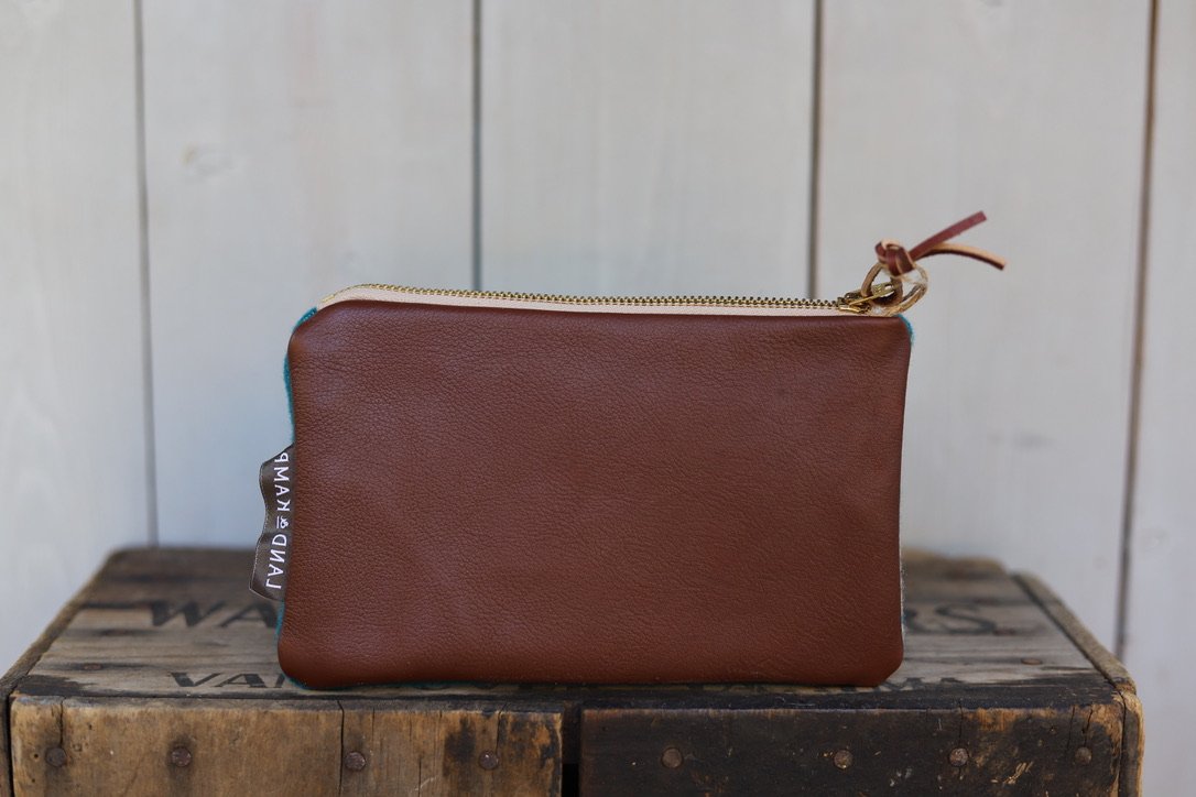 Carry All Zipper Pouch in Turquoise Wool