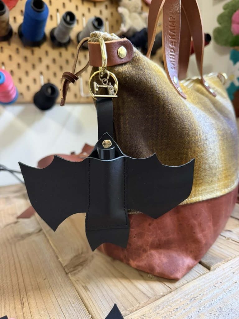 Leather Bat Lip Balm Keychain