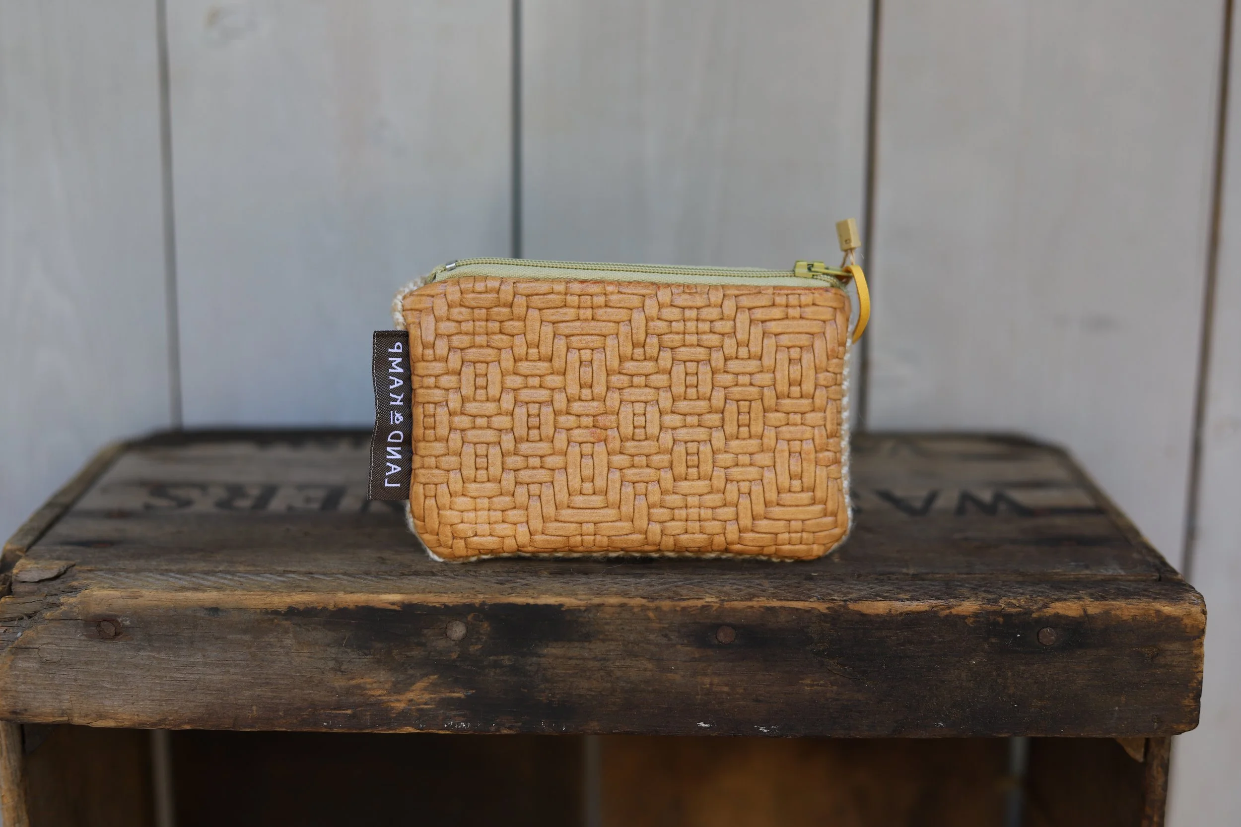 Card Pouch in Cream Herringbone Wool