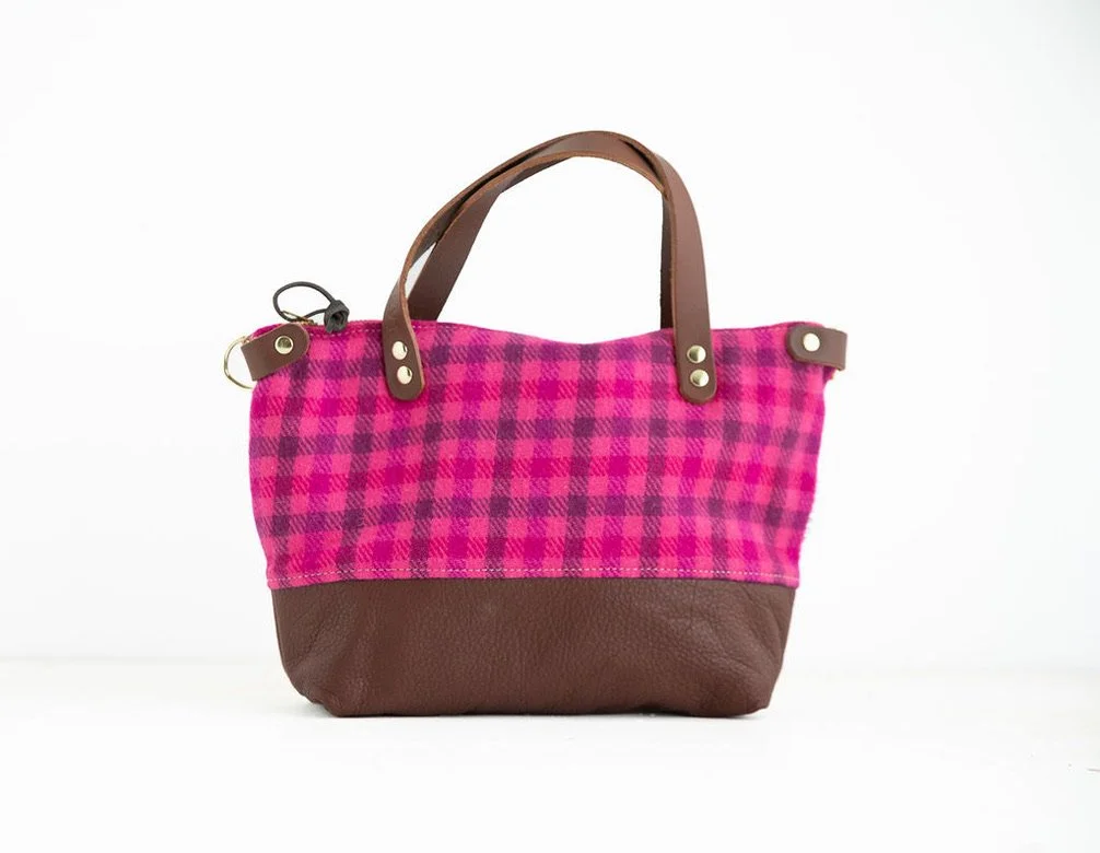Bitsy Purse in Pink Plaid Wool