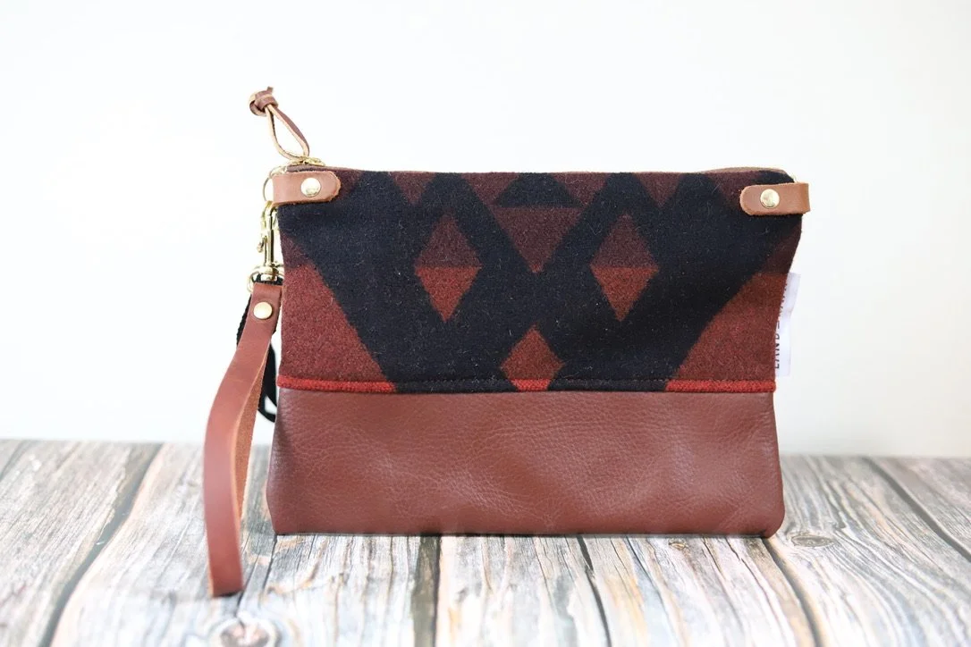 3 in1 Wristlet in Orange Triangle Wool 004