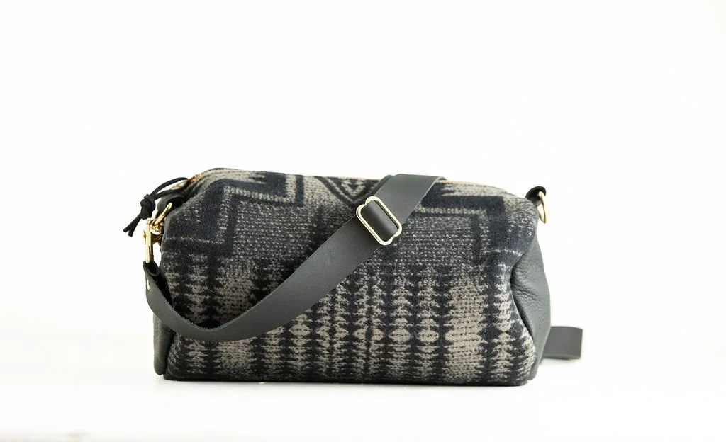 Wool Barrel Crossbody Bag | Harding Black and Tan