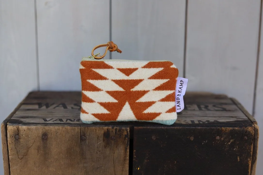 Card Pouch in Cream and Rust Wool
