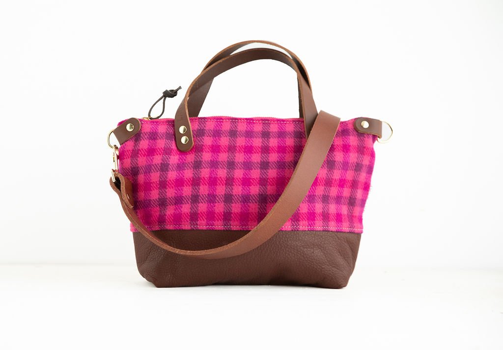 Bitsy Purse in Pink Plaid Wool