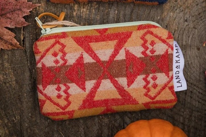 Card Pouch in Red Triangle Wool