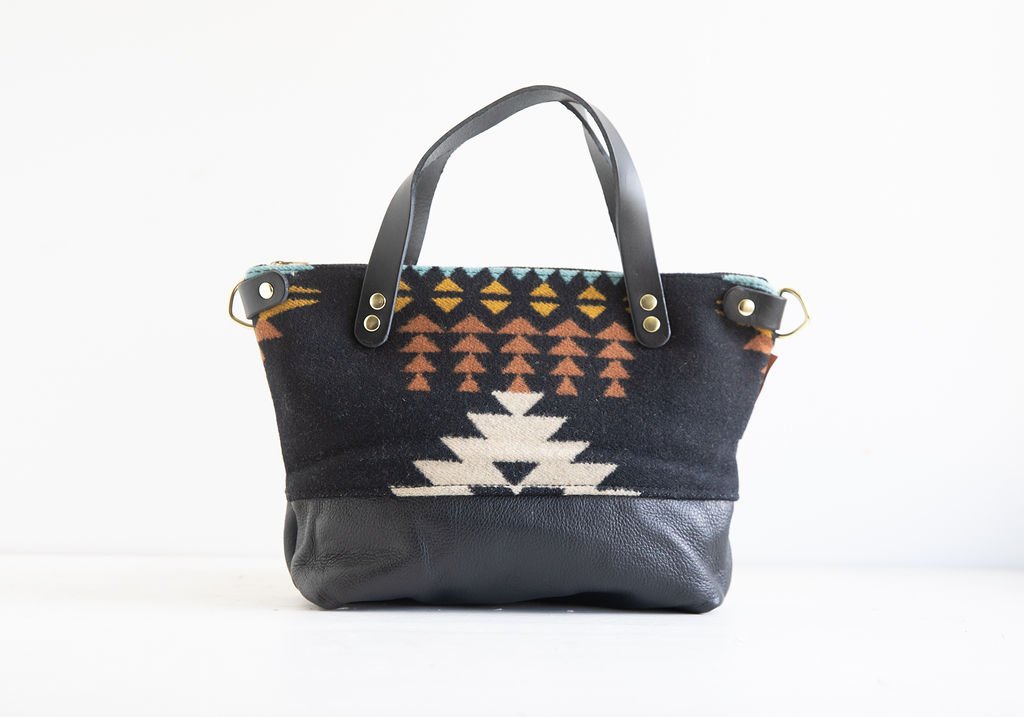 Bitsy Crossbody Purse: Handmade rancho arroyo black Pendleton Wool & Leather by Land & Kamp