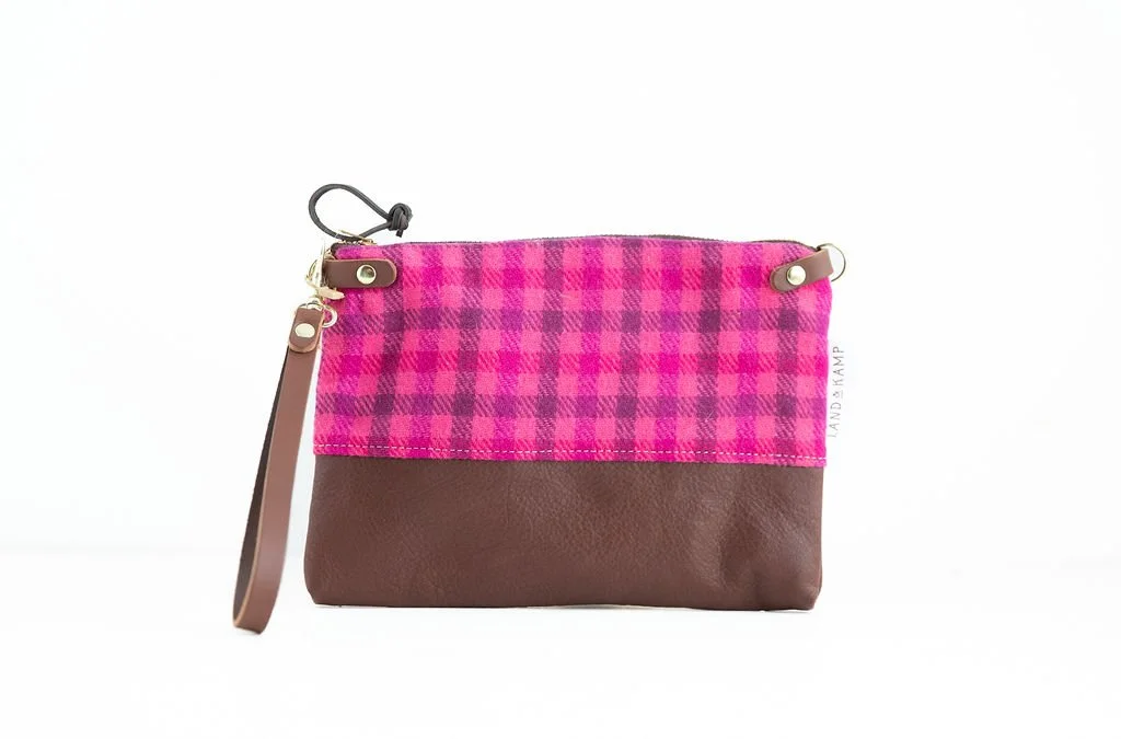 3 in1 Wristlet in Pink Plaid Wool