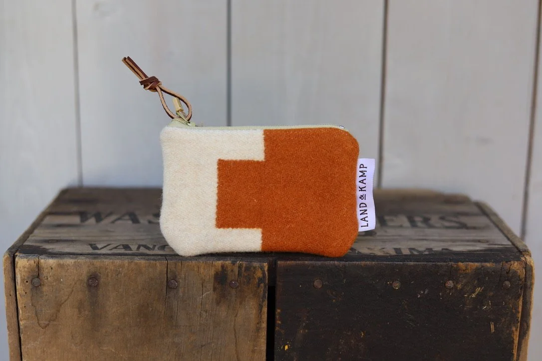 Card Pouch in Cream and Rust Wool