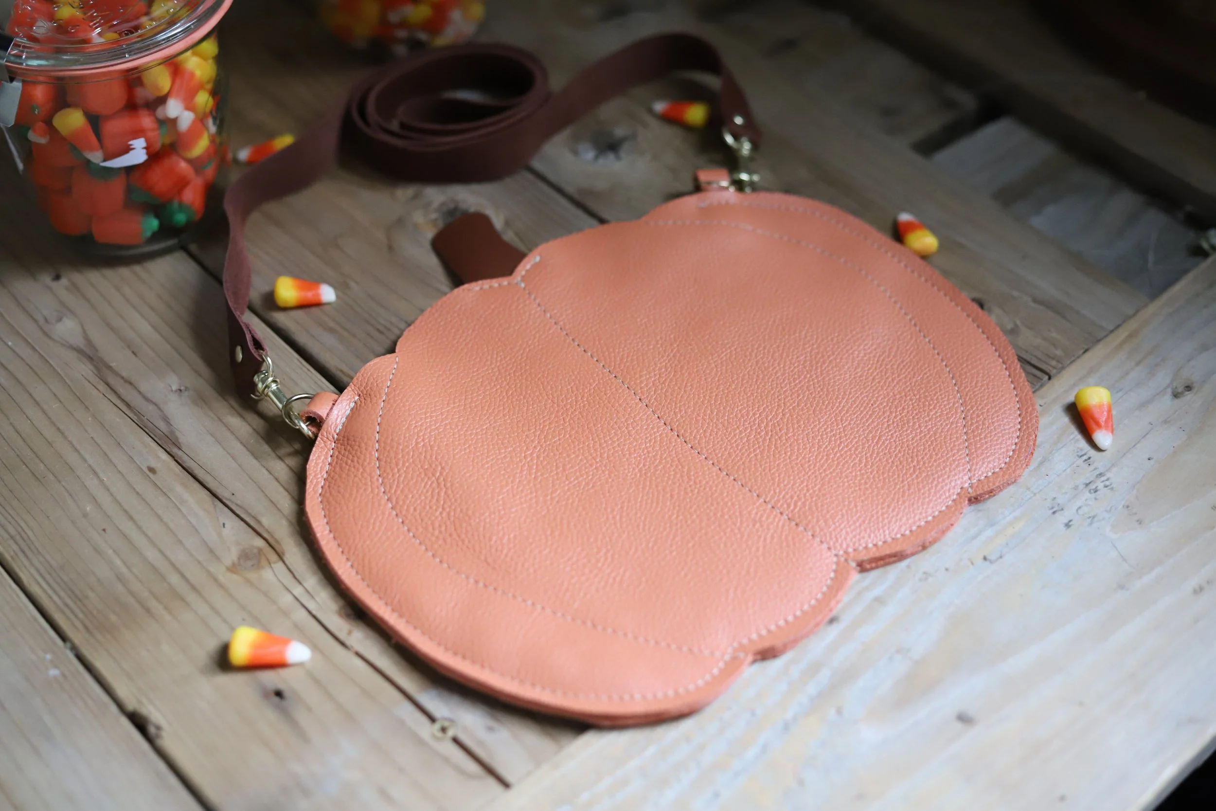 Leather Pumpkin Purse