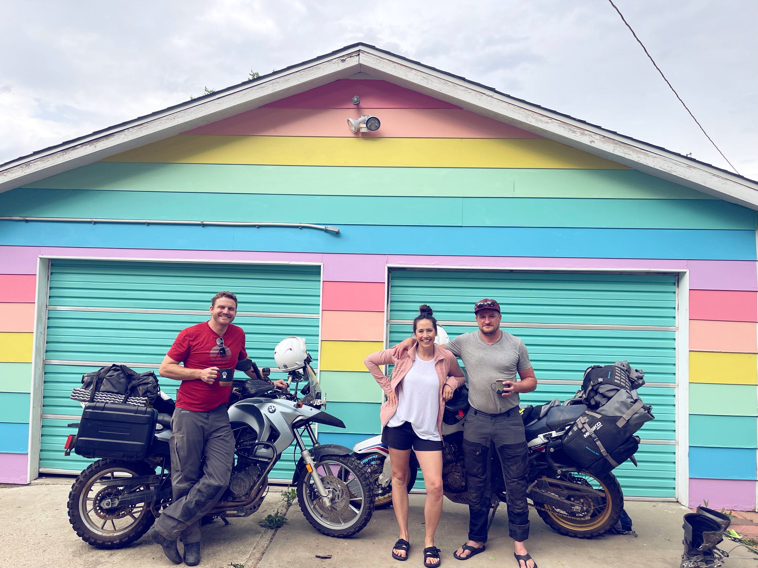 Hand painted rainbow garage