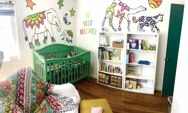 Baby's room decoration - cut and painted all animals and crib.