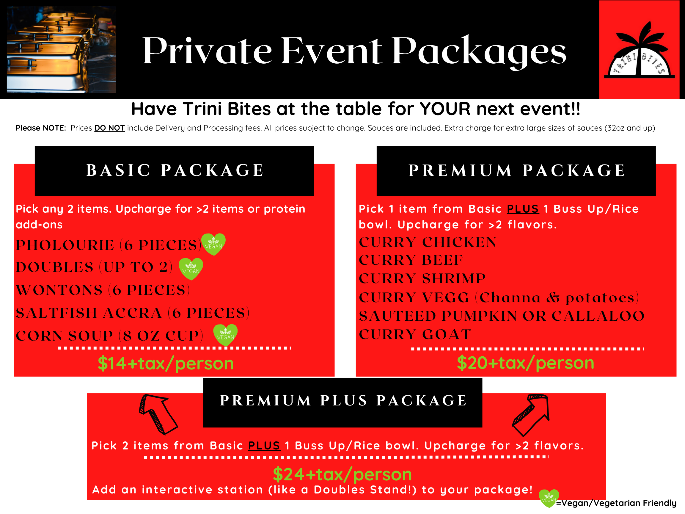 Private event packages 2026