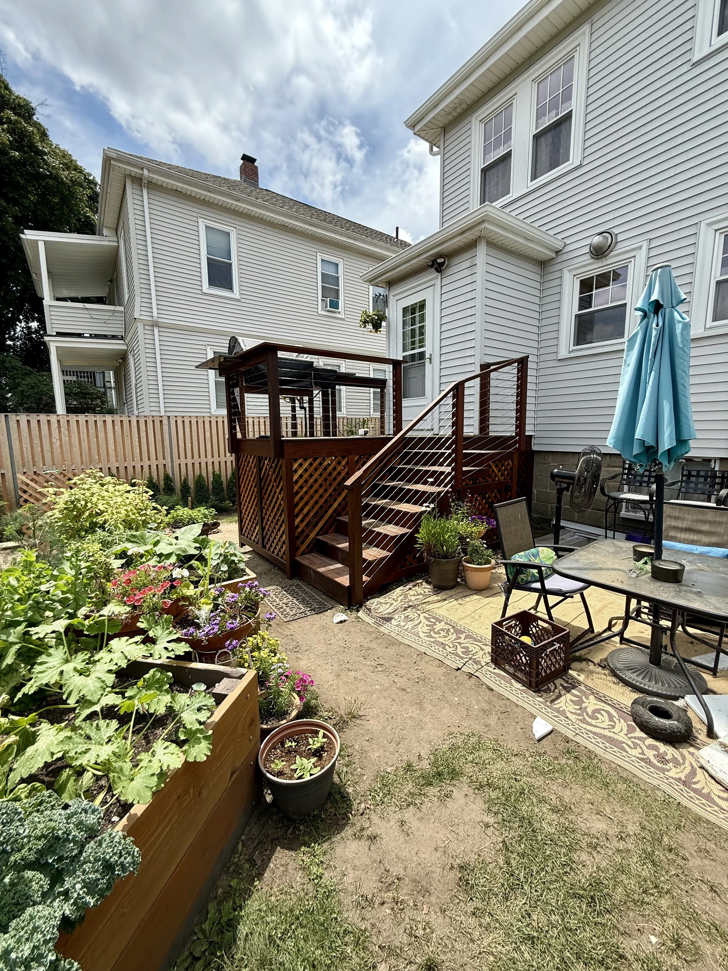 Custom ipe deck with built-in grill and under storage