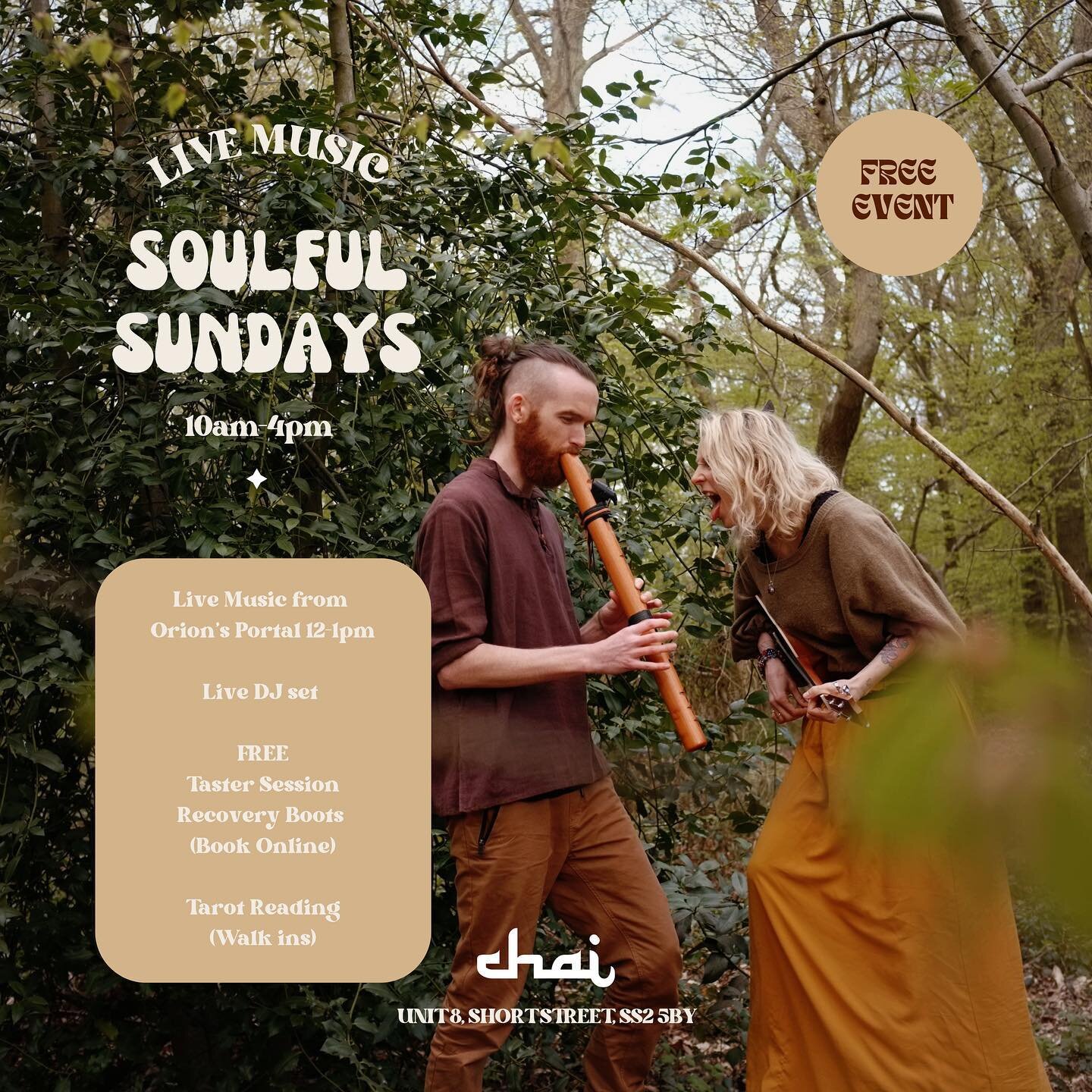 This weekend! 🎵 

@orions_portal are in the house at out Soulful Sundays!

Head on down, come chill and you can try out our Air Compression boots too!!

Book in via our website 📖 

#soulfulsundays #tyfsundays #yogastudioessex