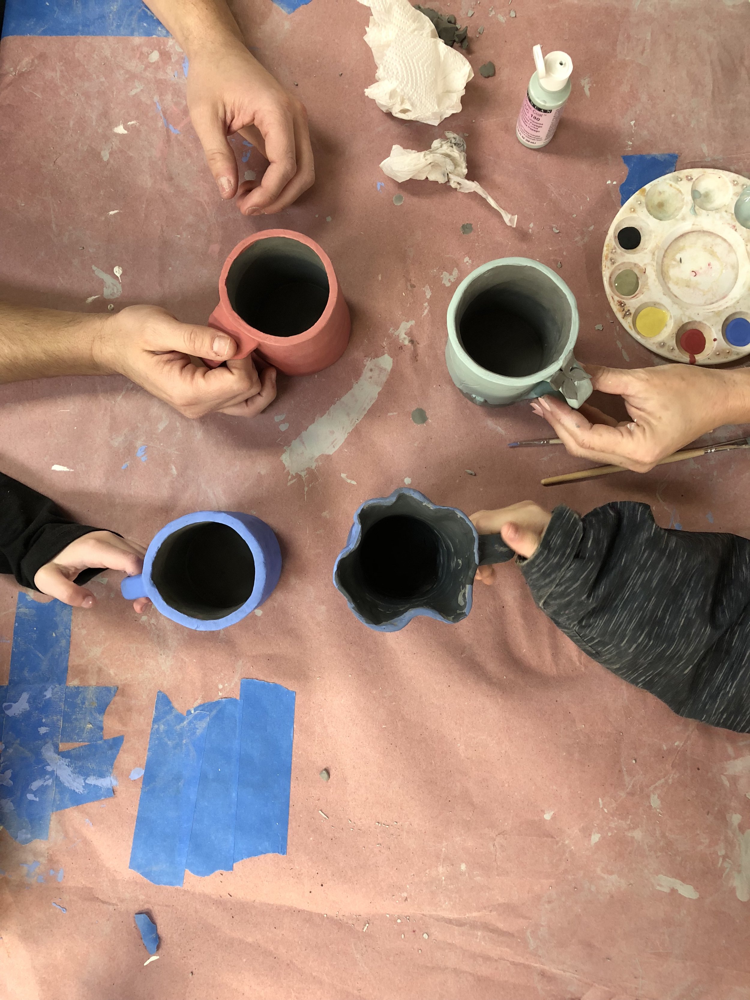 2 hour private hand building clay and pottery wheel party