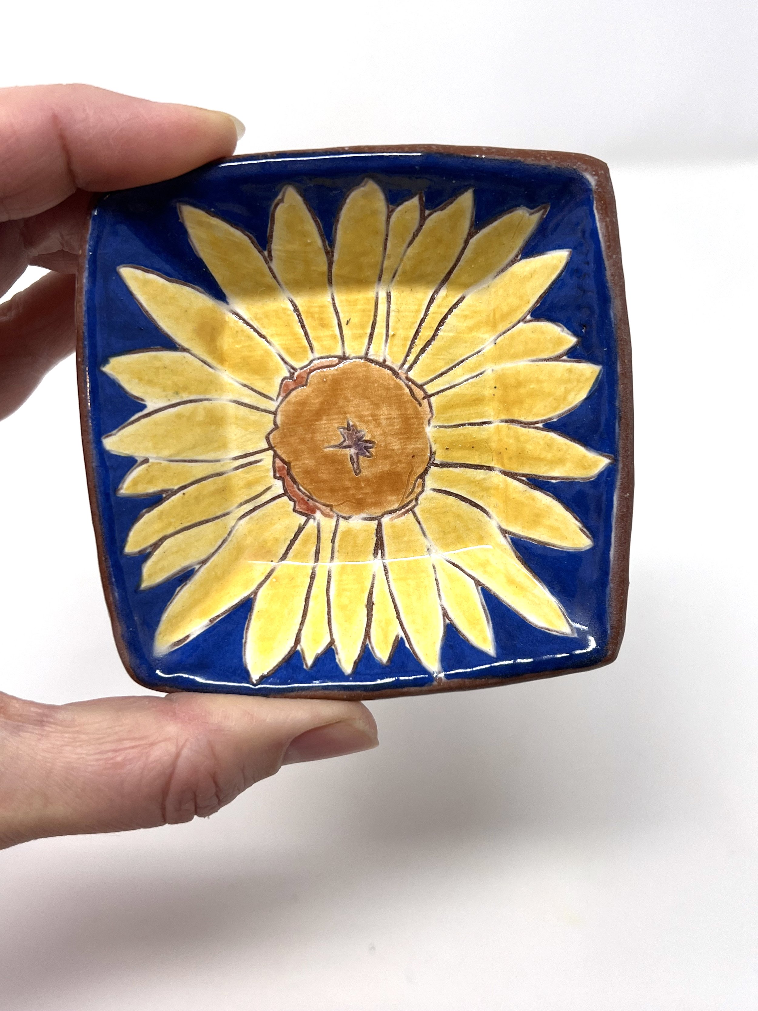 Sunflower square trinket dish