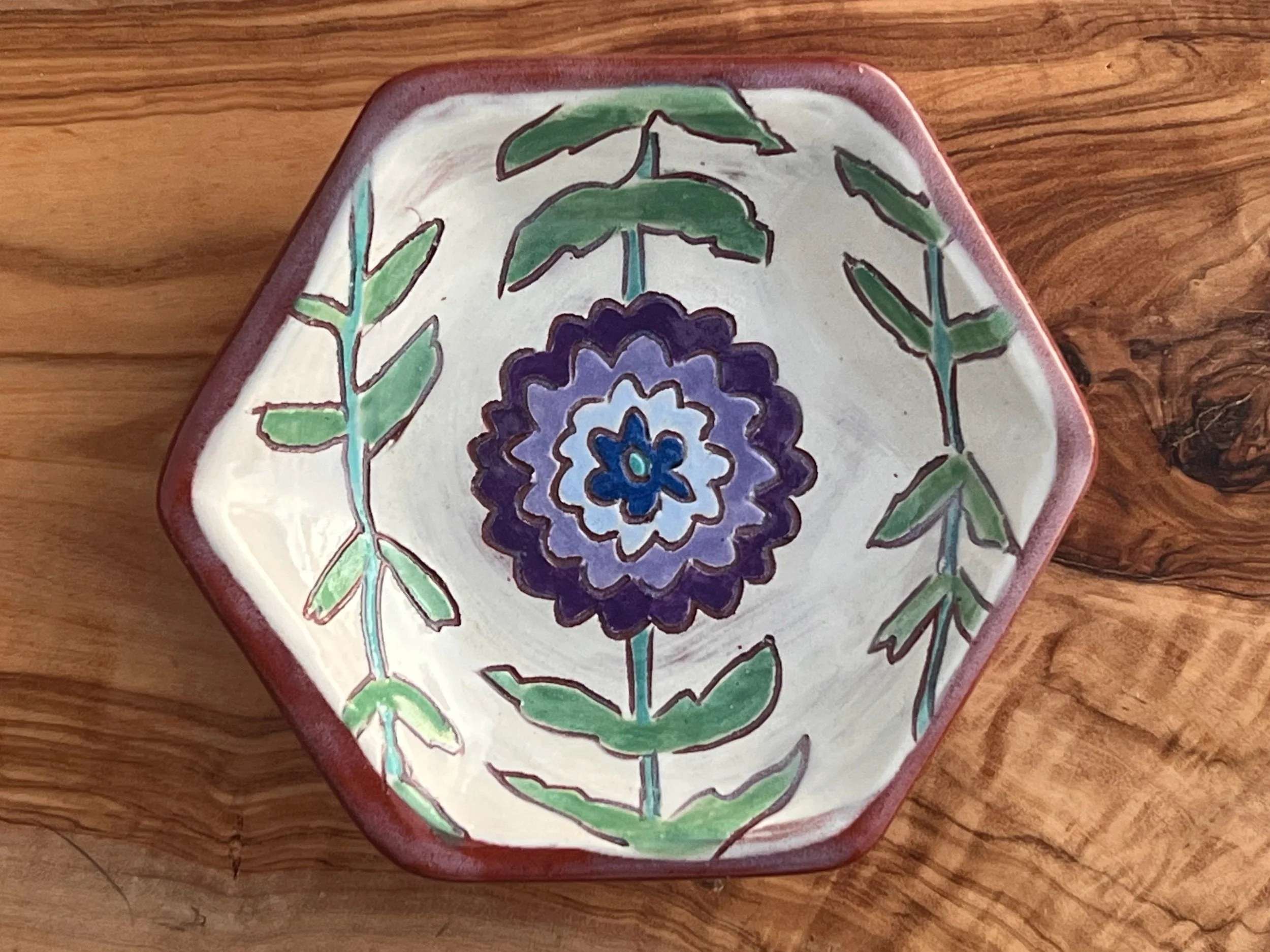 Floral Hexagon Trinket Dish