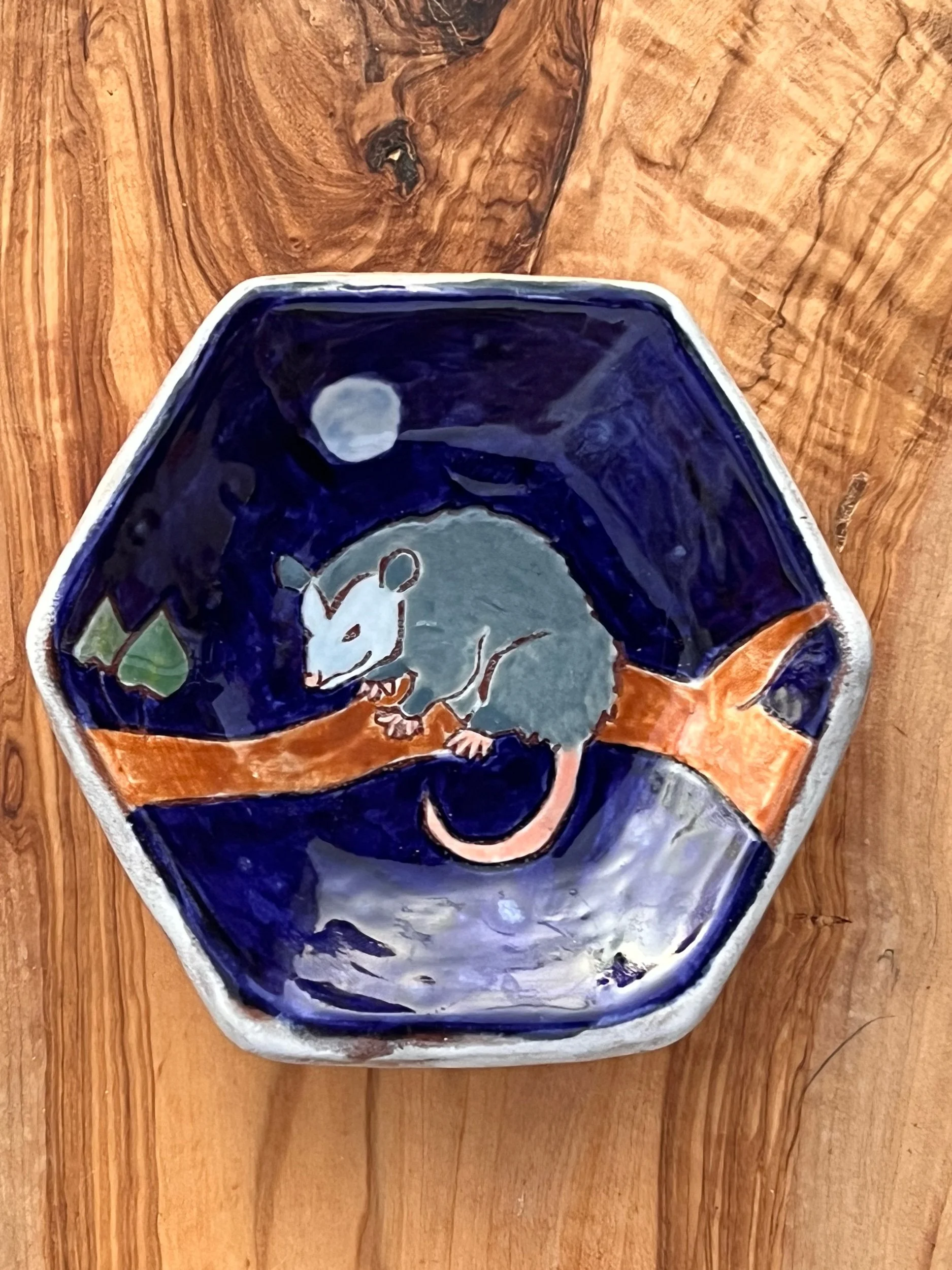 Possum Night Hexagon Trinket Dish