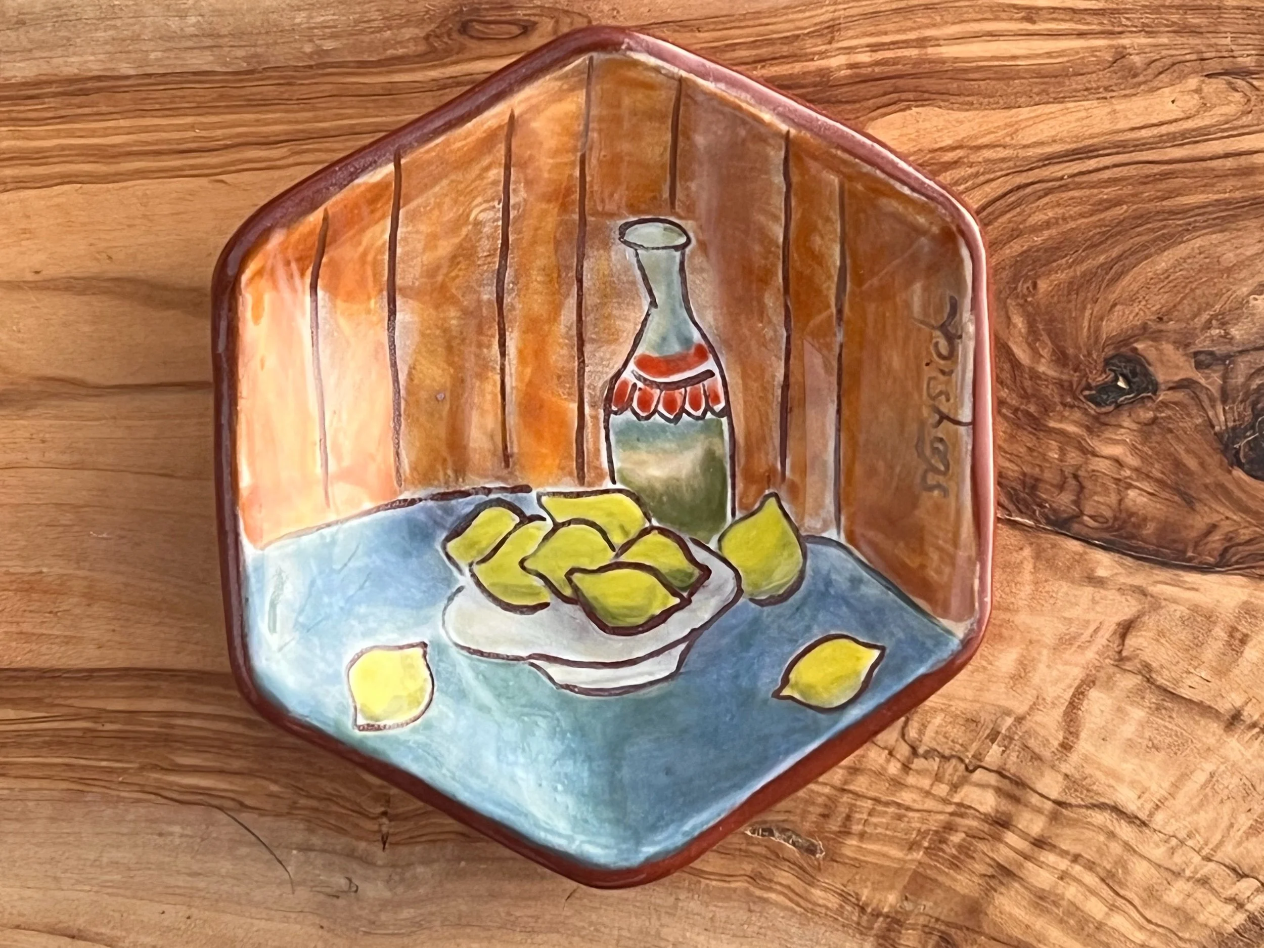 Lemons Still Life Van Gogh Hexagon trinket dish